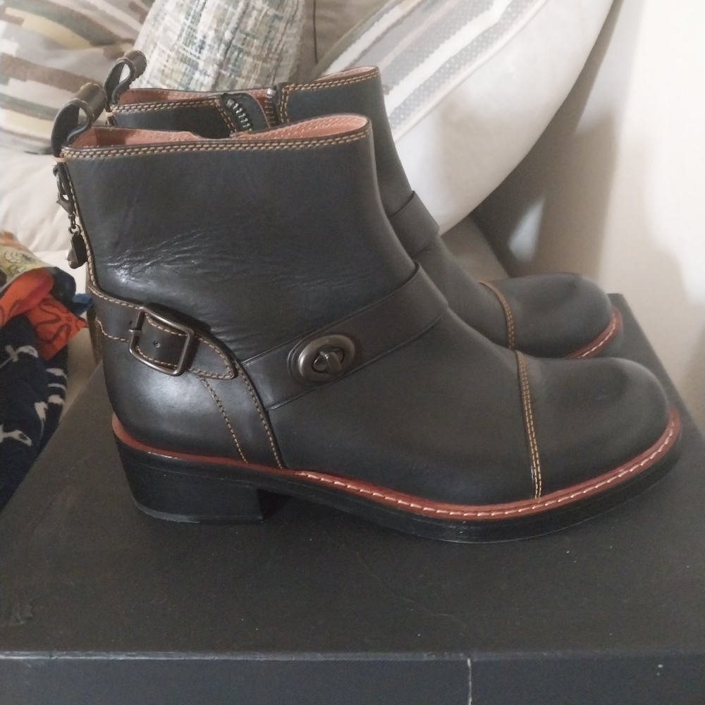 Coach Moto Leather Booties